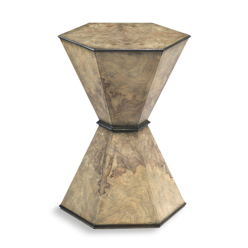 Olive Ash Burl Hexagonal Top Transitional End Table