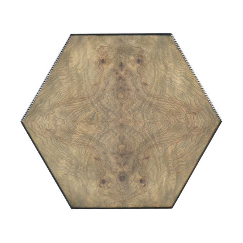 Olive Ash Burl Hexagonal Top Transitional End Table