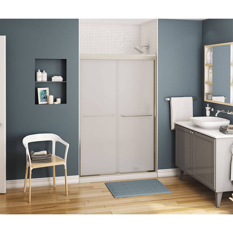 Kameleon 43" x 71" Clear Glass Sliding Shower Door with Brushed Nickel Frame