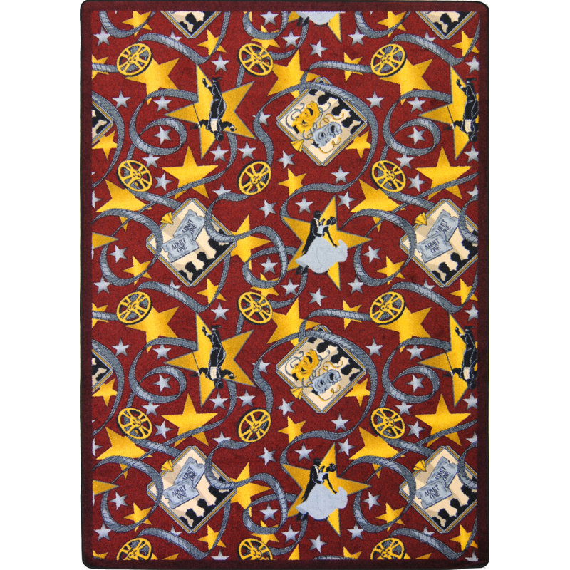 Silver Screen Burgundy Tufted Rectangular Stain-Resistant Rug