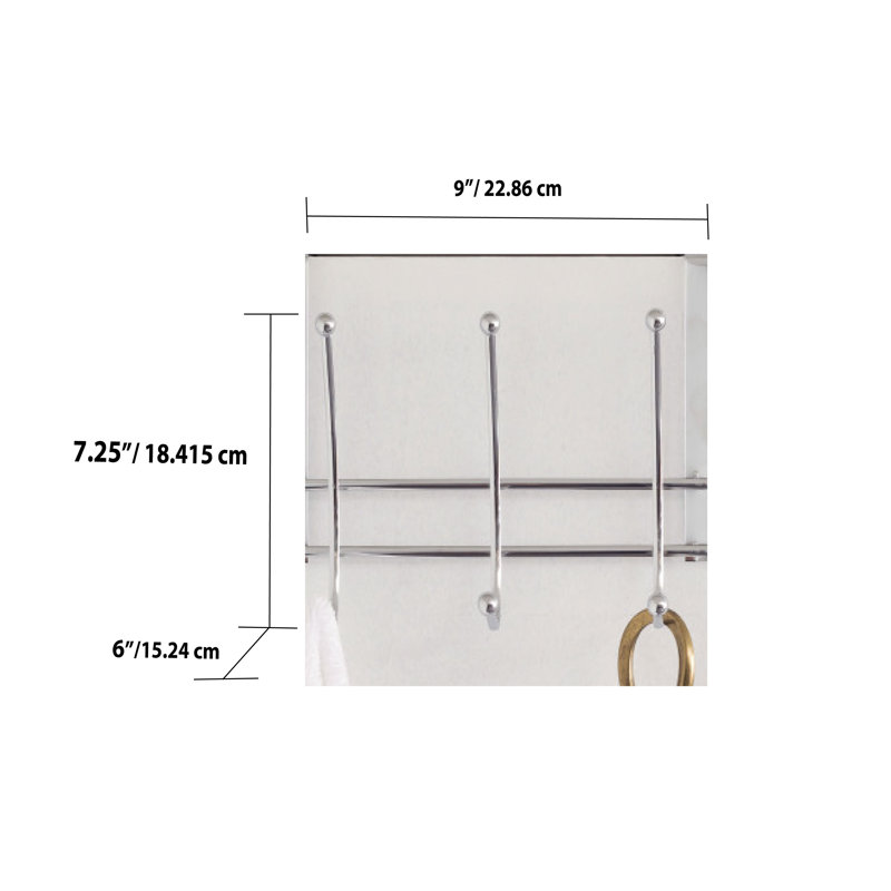 Chrome Over-the-Door 3-Hook Hanging Rack