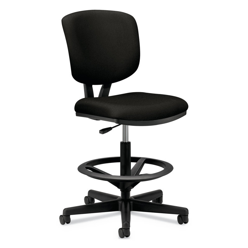Adjustable 360 Swivel Black Polyester Task Chair with Footrest