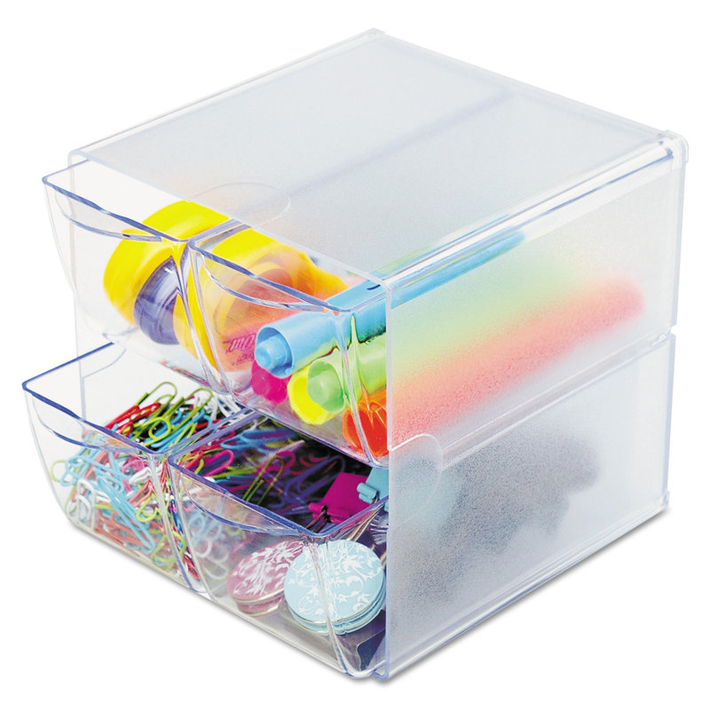 Clear Polystyrene 6" Stackable Desk Drawer Organizer Cube
