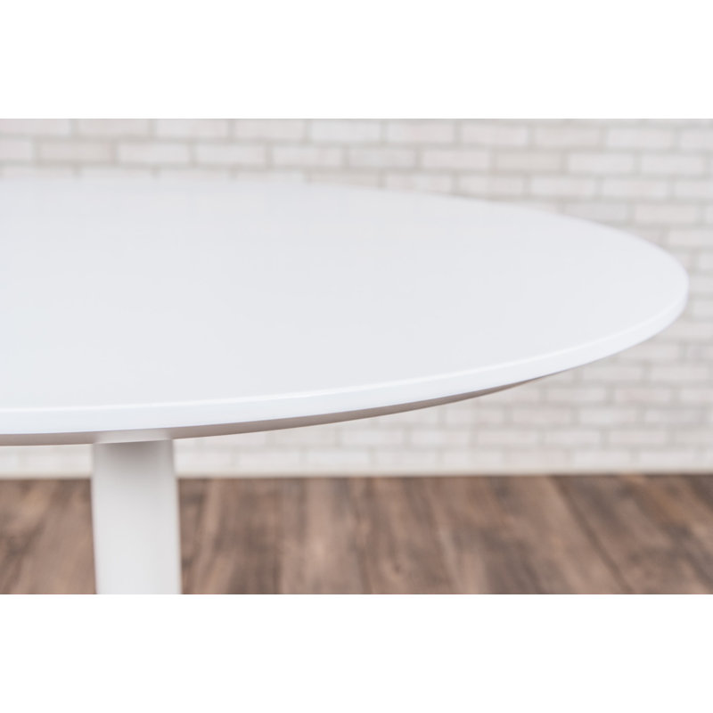 Contemporary White Round Wood Bar Height Adjustable Table