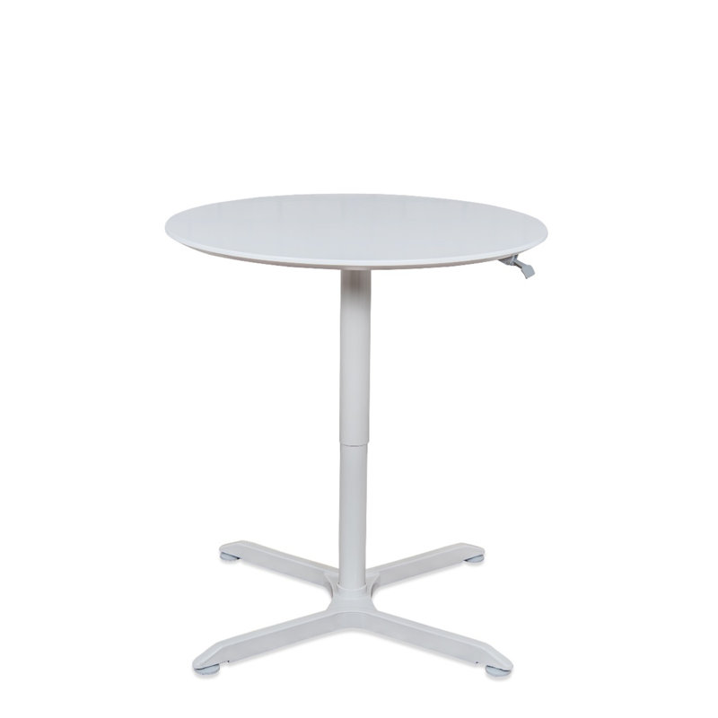 Contemporary White Round Wood Bar Height Adjustable Table