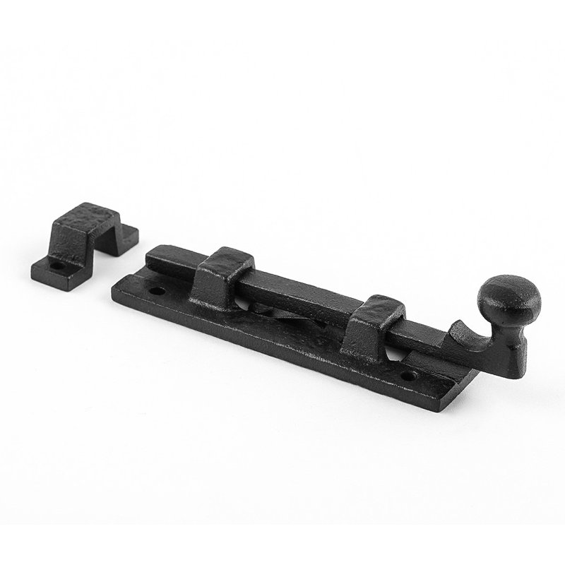 Black Wrought Iron 4" Slide Bolt Door Latch Set