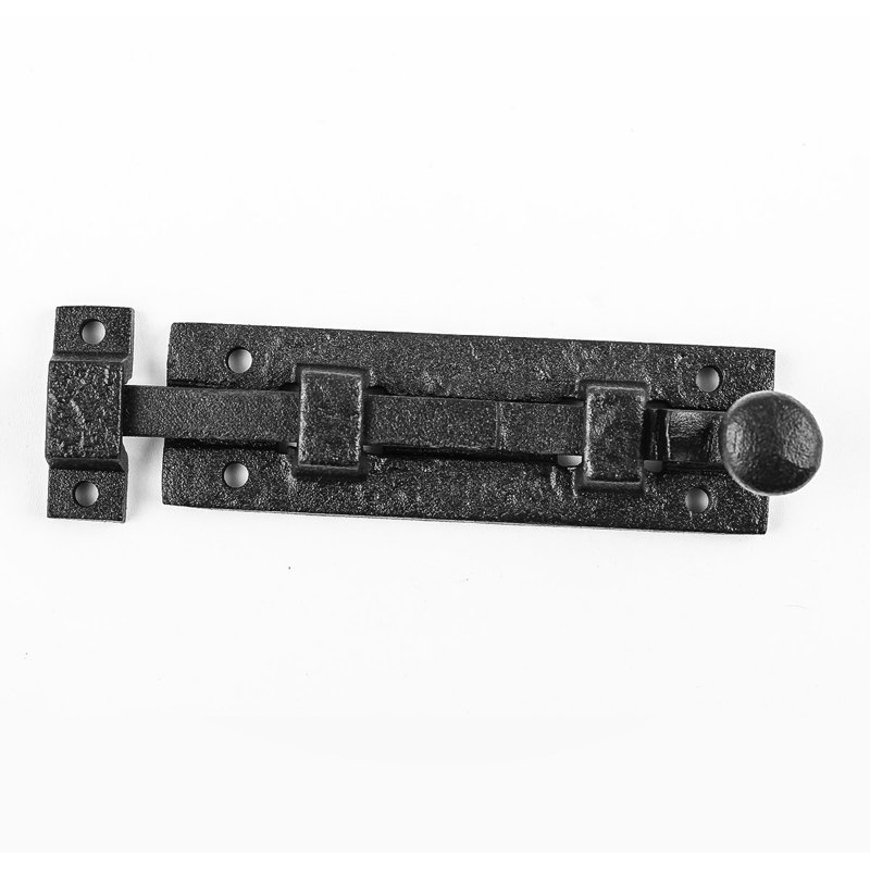 Black Wrought Iron 4" Slide Bolt Door Latch Set