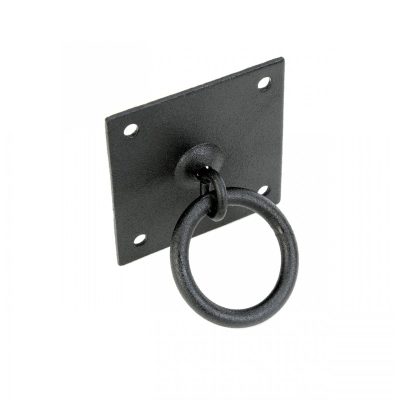 Rustic Black Iron Cabinet Ring Pulls with Mounting Hardware