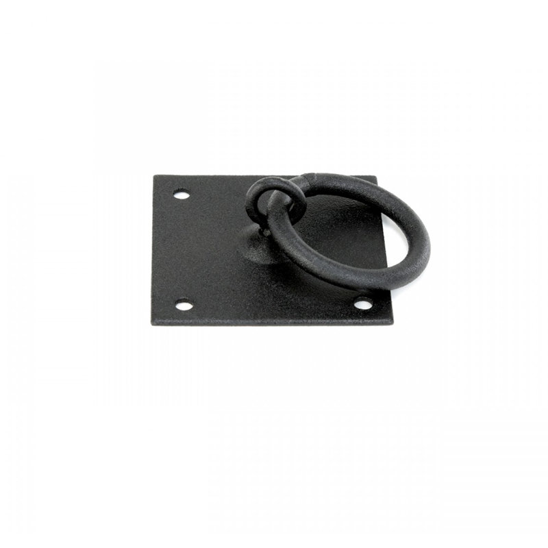 Rustic Black Iron Cabinet Ring Pulls with Mounting Hardware