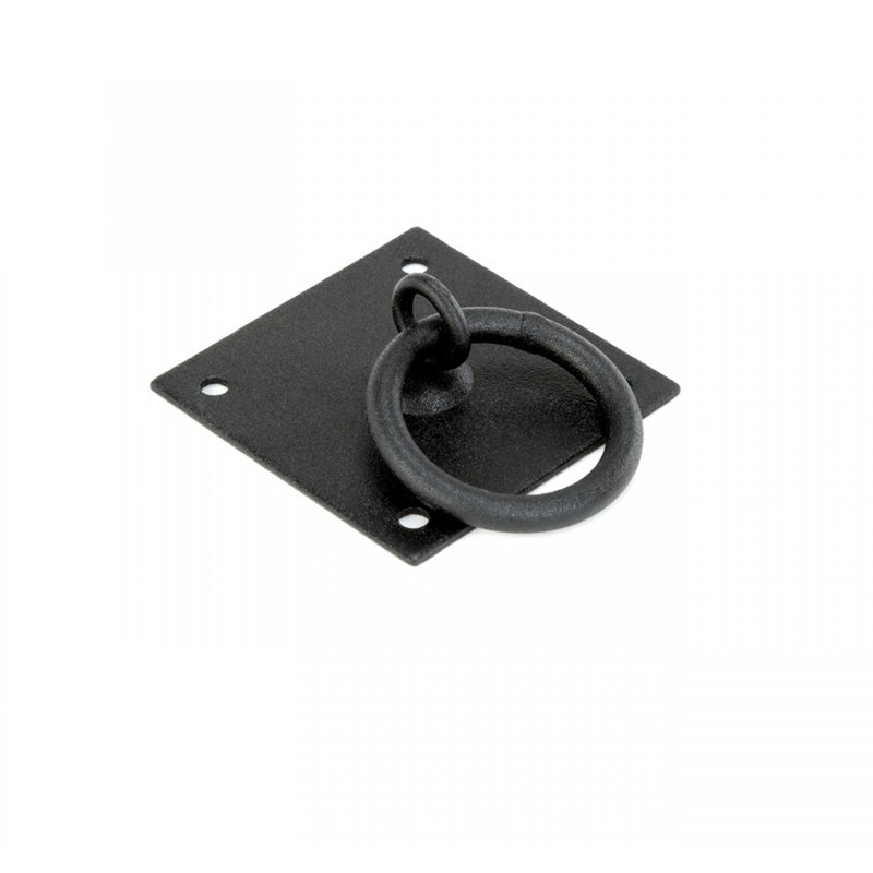 Rustic Black Iron Cabinet Ring Pulls with Mounting Hardware