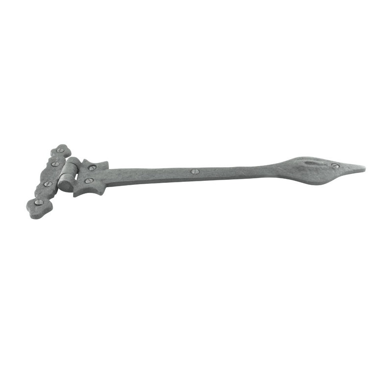 Black Wrought Iron Spear Tip Strap Hinges with Hardware, Set of 3