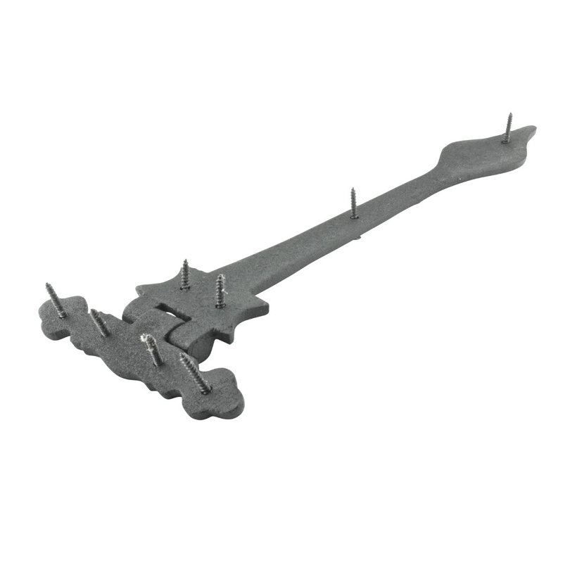 Black Wrought Iron Spear Tip Strap Hinges with Hardware, Set of 3