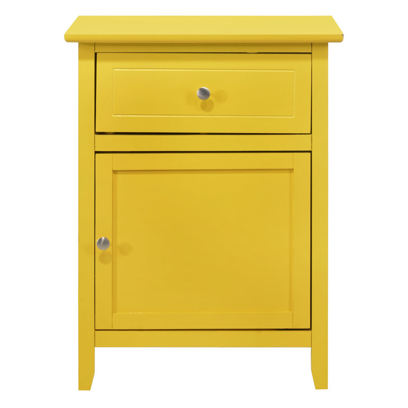 CoSoTower Modern Yellow Wood Veneer Nightstand with Storage