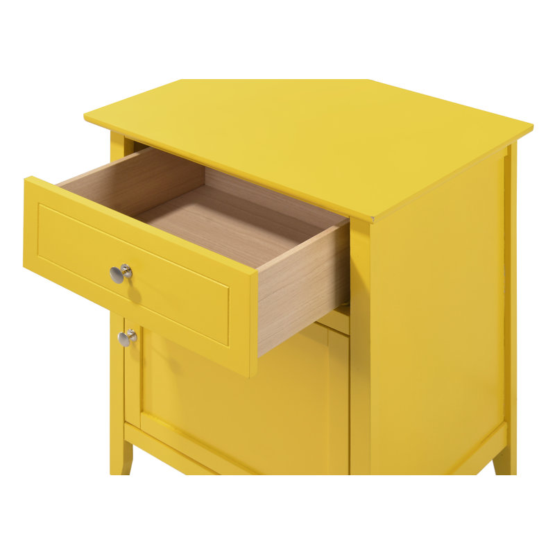 CoSoTower Modern Yellow Wood Veneer Nightstand with Storage