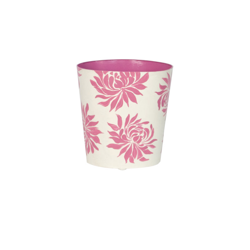 Pink and White Floral Oval Waste Bin