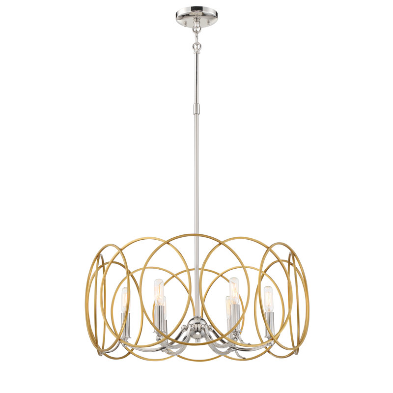 Minka Lavery Honey Gold Polished Nickel 6-Light Drum Chandelier