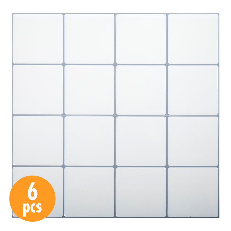 White Self-Adhesive Interlocking PVC Wall Tiles, 10x10