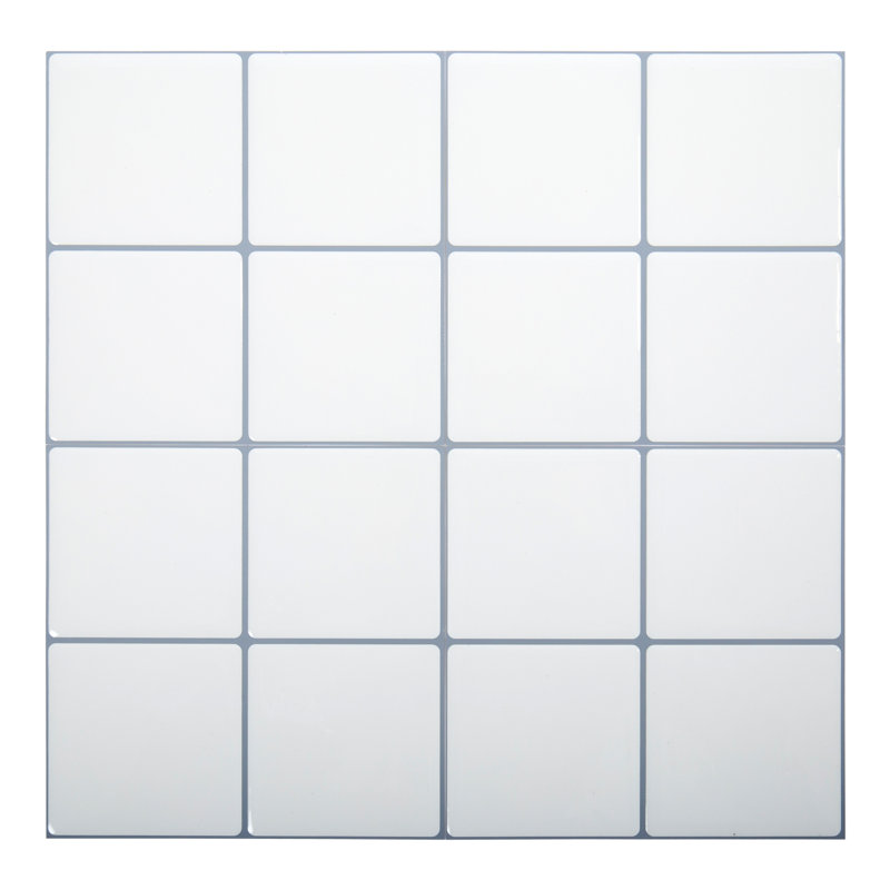 White Self-Adhesive Interlocking PVC Wall Tiles, 10x10