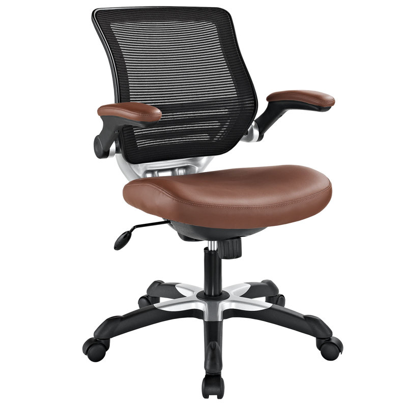 Edge Swivel Office Chair with Adjustable Arms in Tan Vinyl
