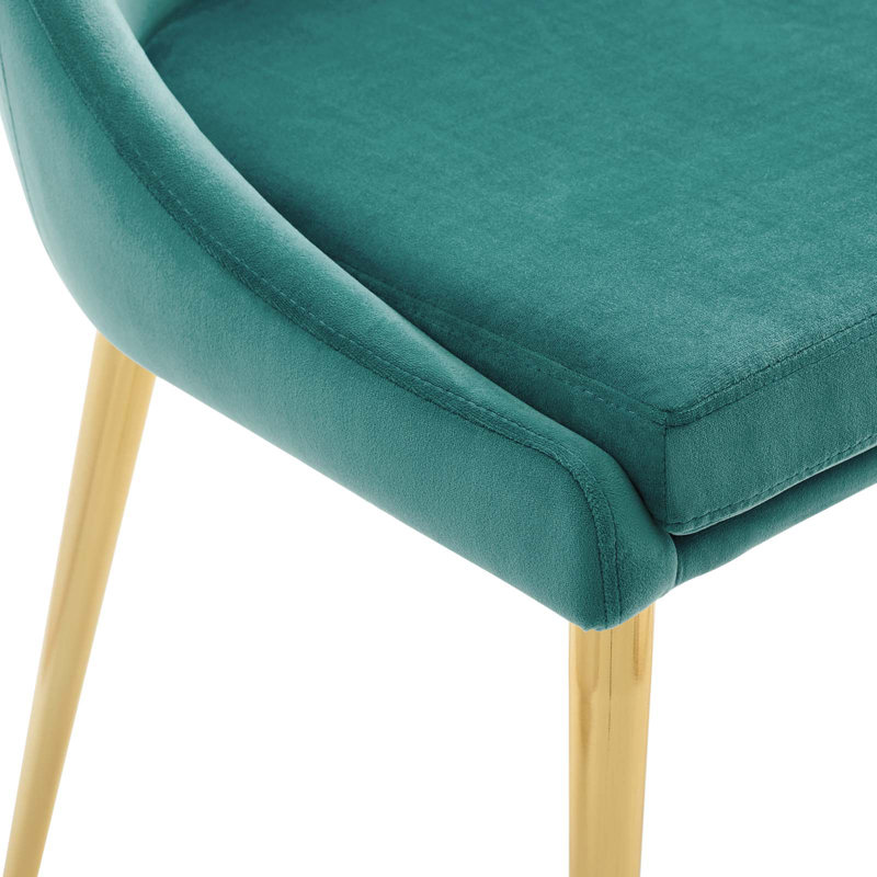 Teal Velvet Upholstered Accent Dining Chair with Metal Legs