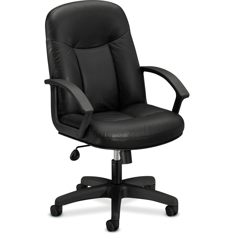 Elite Executive High-Back Black Leather Swivel Chair with Metal Base