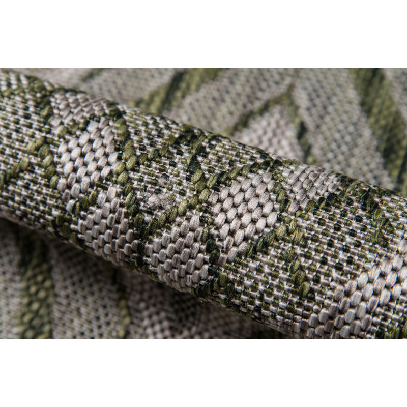 Green Geometric 2' x 3' Synthetic Easy Care Rug