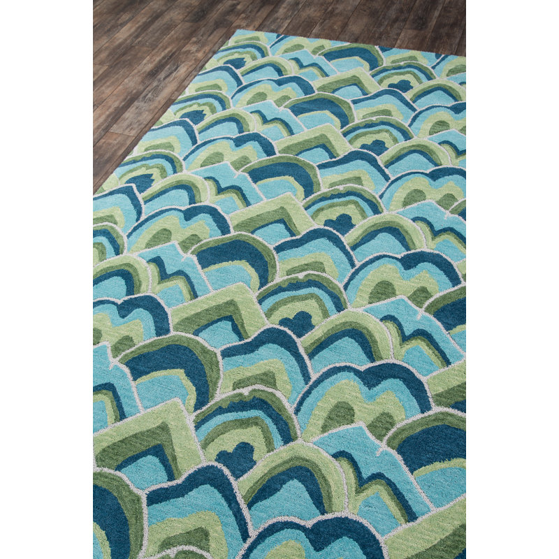 Handmade Green Cotton Tufted Rectangular 8' x 10' Rug