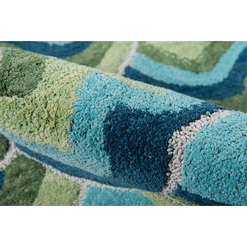 Handmade Green Cotton Tufted Rectangular 8' x 10' Rug