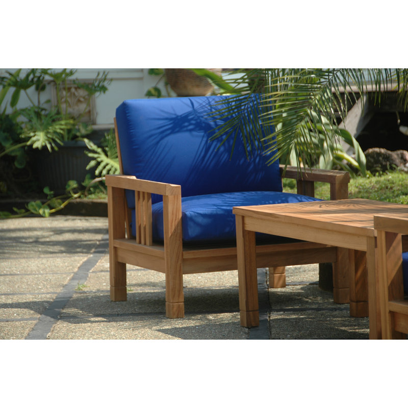 South Bay Teak 3-Piece Outdoor Conversation Set with Gray Cushions