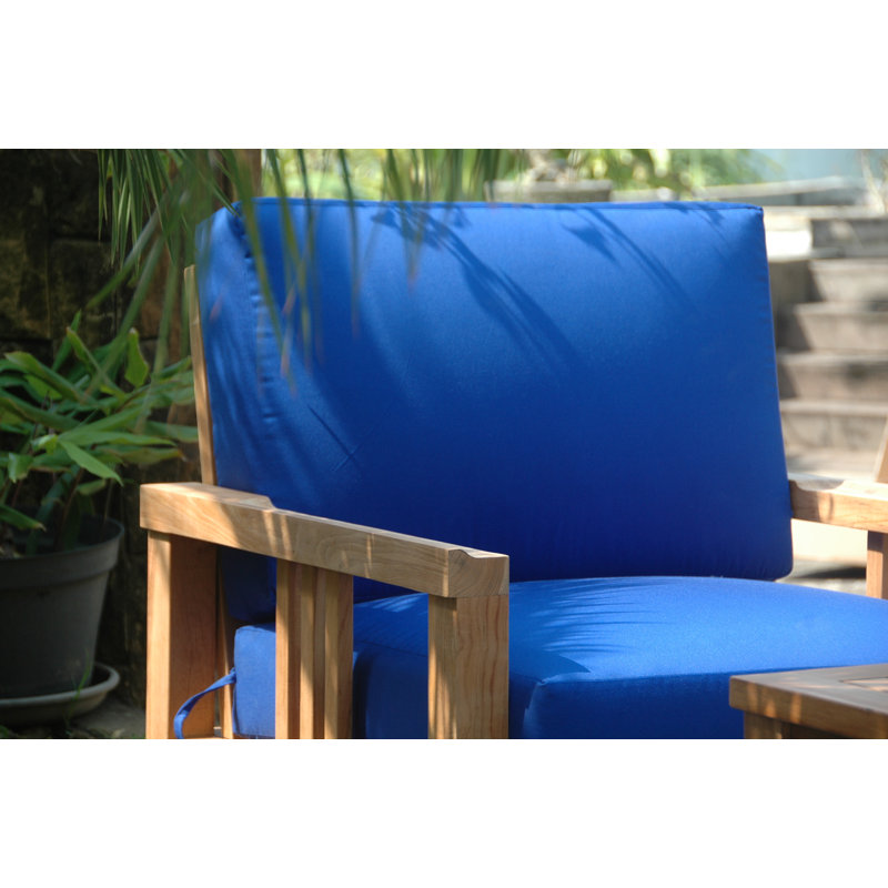 South Bay Teak 3-Piece Outdoor Conversation Set with Gray Cushions