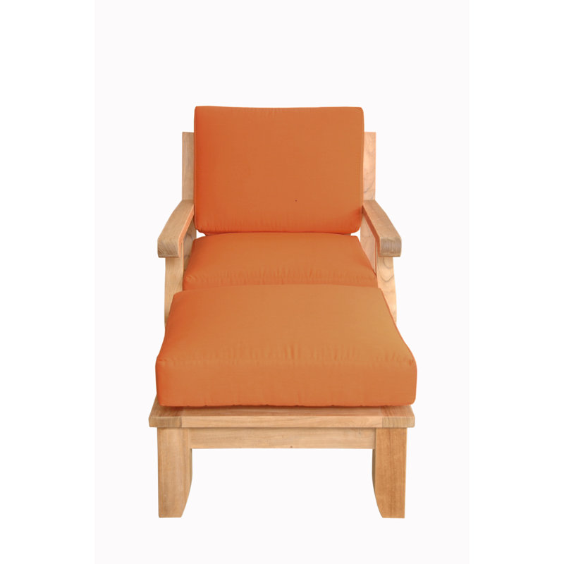 Riviera Natural Teak 2-Piece Lounge Chair Set with Ottoman
