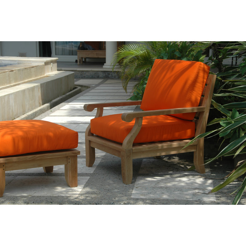 Riviera Natural Teak 2-Piece Lounge Chair Set with Ottoman