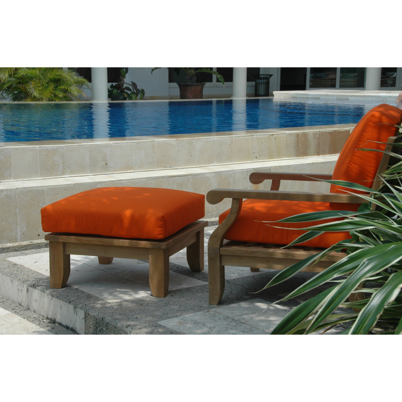 Riviera Natural Teak 2-Piece Lounge Chair Set with Ottoman