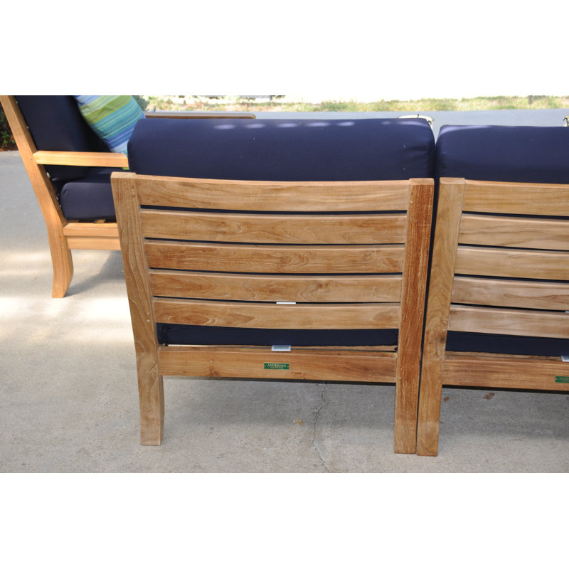 Riviera 7-Piece Teak Outdoor Conversation Set with Gray Cushions
