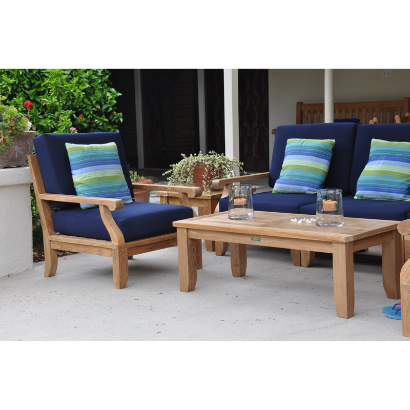Riviera 7-Piece Teak Outdoor Conversation Set with Gray Cushions