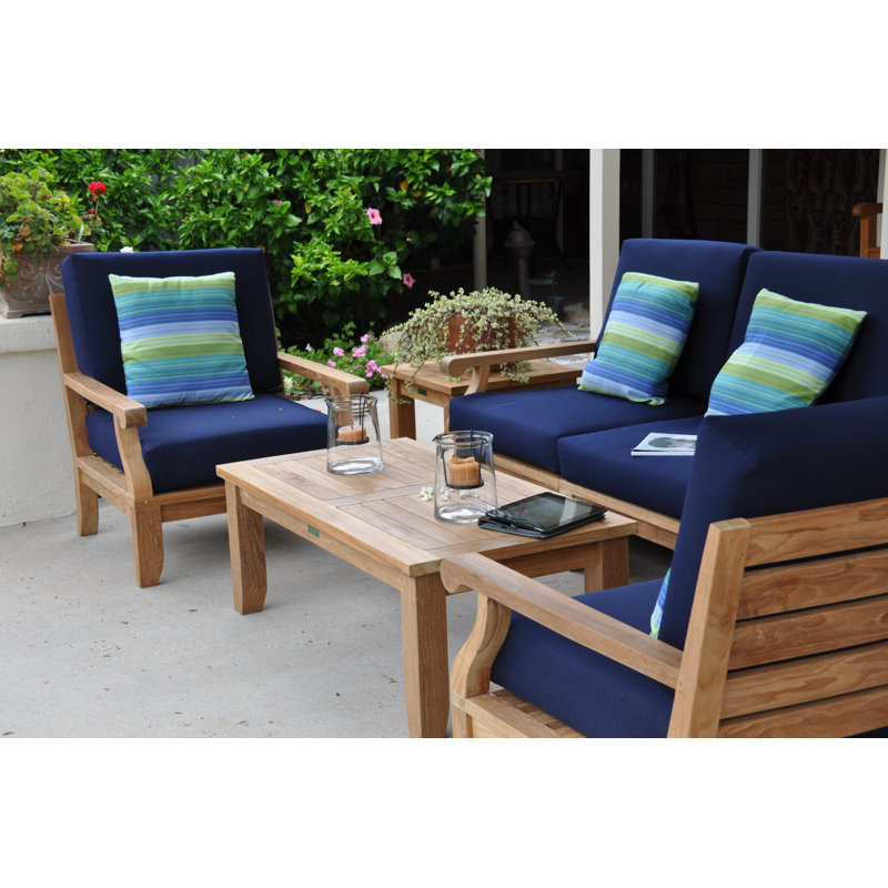Riviera 7-Piece Teak Outdoor Conversation Set with Gray Cushions