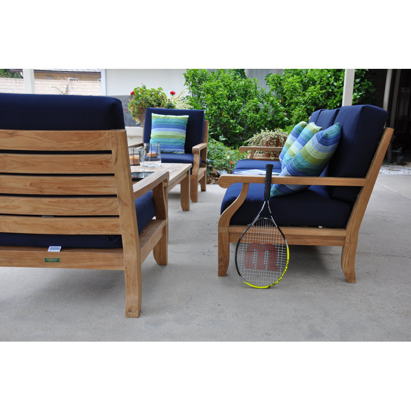 Riviera 7-Piece Teak Outdoor Conversation Set with Gray Cushions