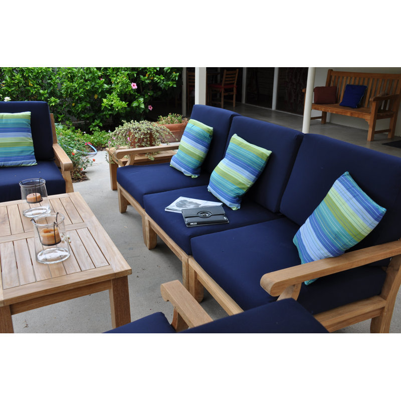 Riviera 7-Piece Teak Outdoor Conversation Set with Gray Cushions