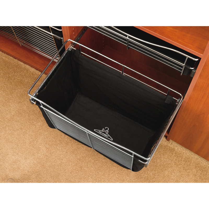 Black Linen Closet Basket Liner, 16.75" Wide