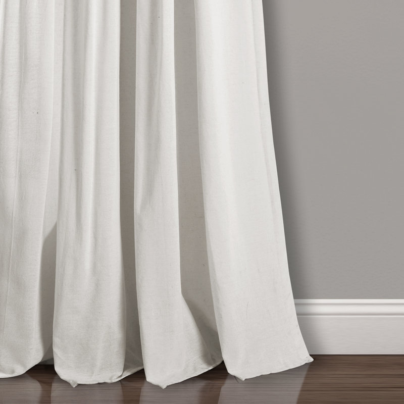 Blush and Off-White Linen Button Window Curtain Panel