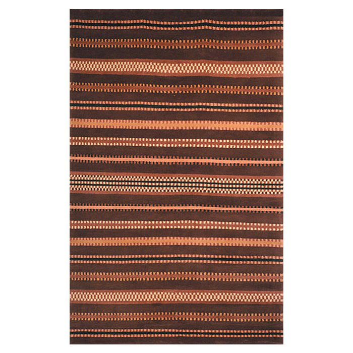 Lexington Black and Brown Hand-Knotted Wool Striped Rug