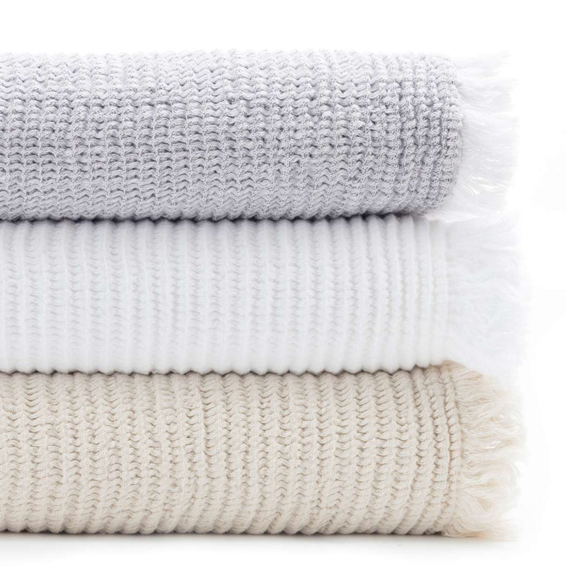 Hoyt White Cotton King Size Woven Throw Blanket