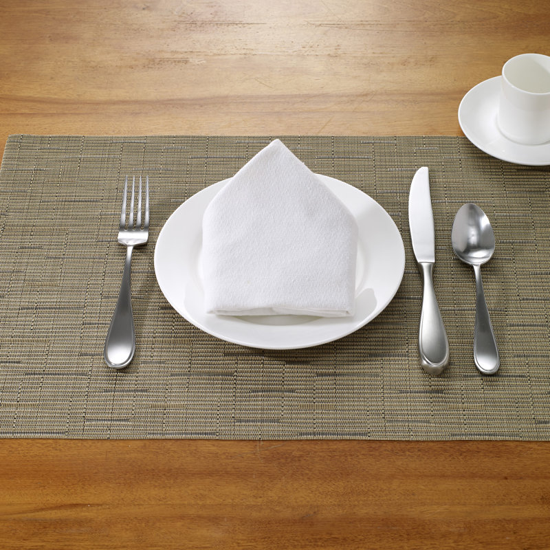 Camel Grasscloth Vinyl Reversible Indoor Outdoor Placemats, Set of 12