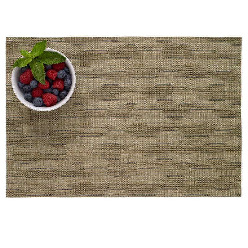 Camel Grasscloth Vinyl Reversible Indoor Outdoor Placemats, Set of 12