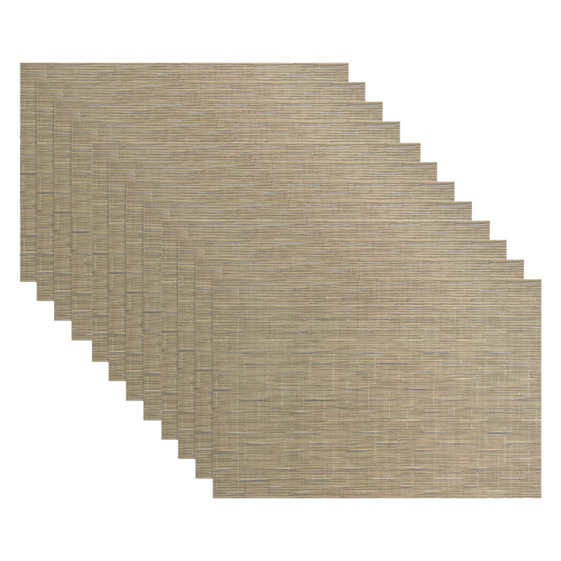 Camel Grasscloth Vinyl Reversible Indoor Outdoor Placemats, Set of 12