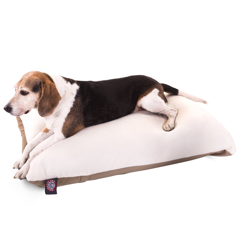Medium Khaki Orthopedic Faux Sheepskin Dog Bed