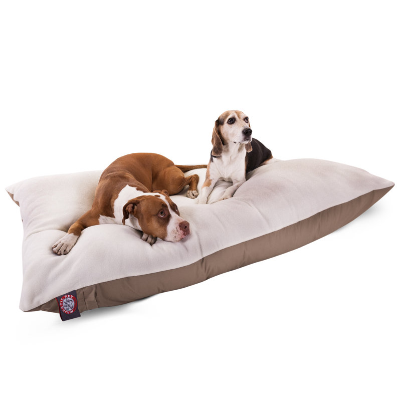 Medium Khaki Orthopedic Faux Sheepskin Dog Bed