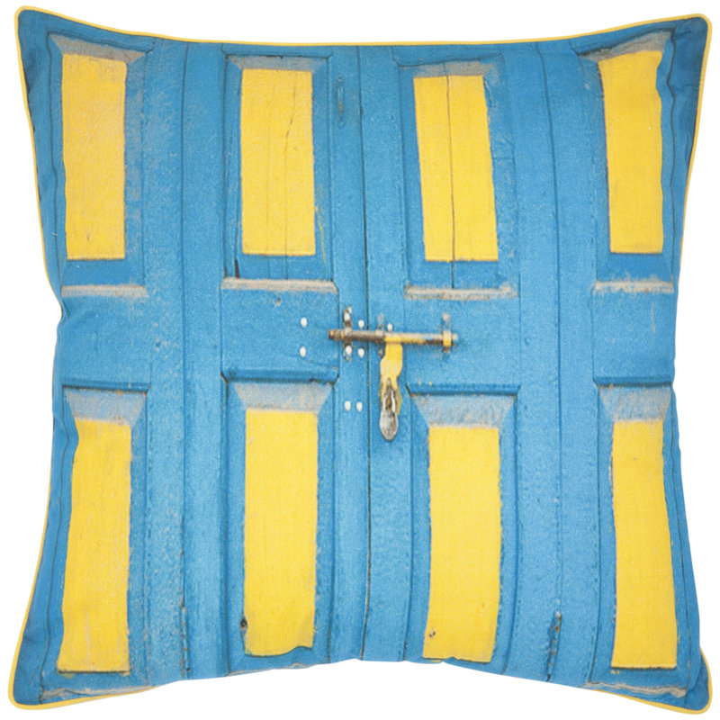 Nador Blue and Yellow Cotton Ikat Square Throw Pillow Set
