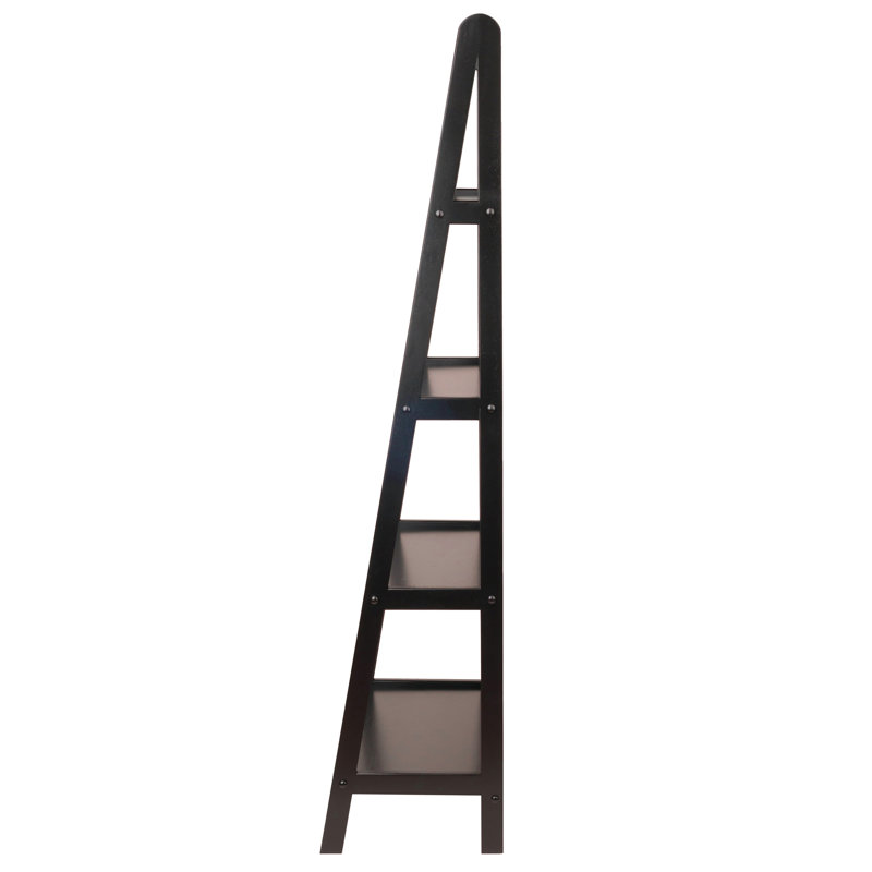 Transitional Espresso Wood 4-Tier Ladder Bookcase