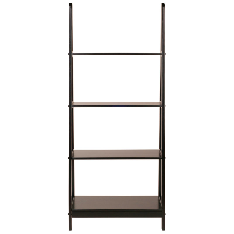 Transitional Espresso Wood 4-Tier Ladder Bookcase